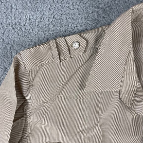 Monticello Collection Men's Large Beige Striped Long Sleeve Button Up Shirt - Picture 6 of 12